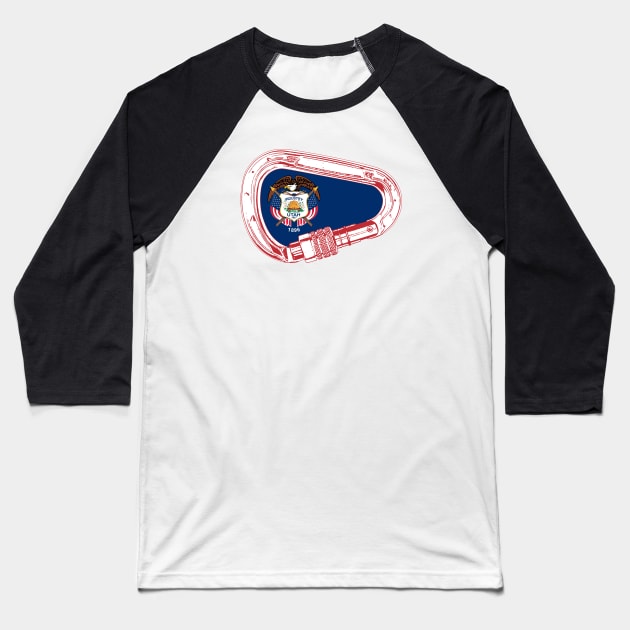 Utah Flag Climbing Carabiner Baseball T-Shirt by esskay1000